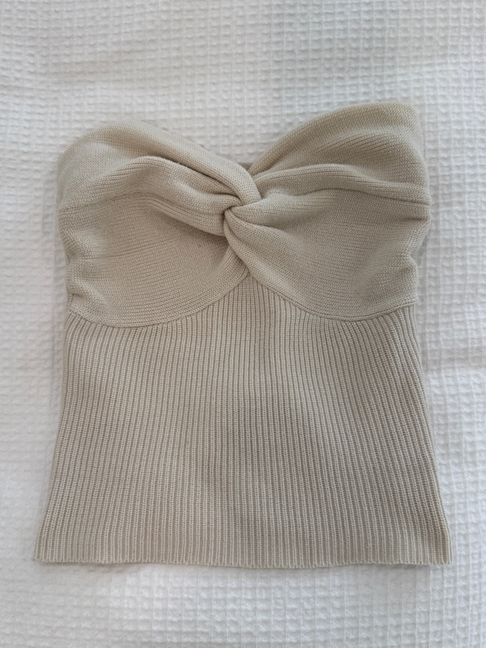 Strapless Knit Twist Front Tube Top